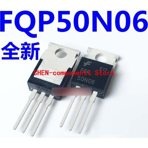 10pcs New FQP50N06 TO-220 MOS tube original spot 50A 60V