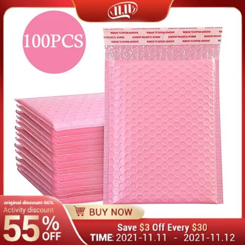 100Pcs Light Pink Bubble Mailers Padded Envelopes Shipping Bags Lined Poly Mailer Self Seal Waterproof Gifts Express Mailing Bag