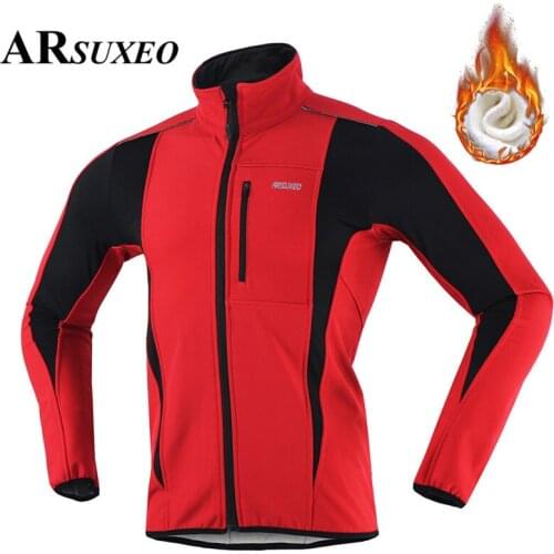 ARSUXEO Winter Mens Thermal Fleece Cycling Jacket MTB Multifunction Outdoor Riding Bike Jersey Bike warm Coat Ropa