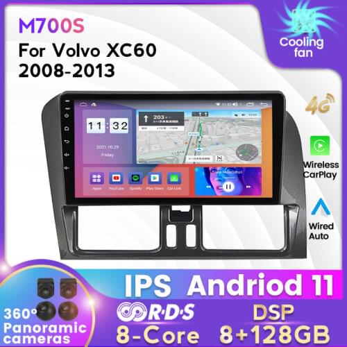 1280x720 IPS DSP Android 10 Car Radio 6+128G For Volvo XC60 2009-2017 Stereo Multimedia Player GPS Navigation BT Carplay DVD