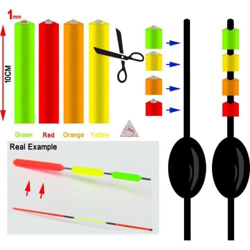 Bimoo 4PCS for 1mm Fishing Float Tip Signal Maganify Bright Color Triangle Tube 1mm Inner Diameter
