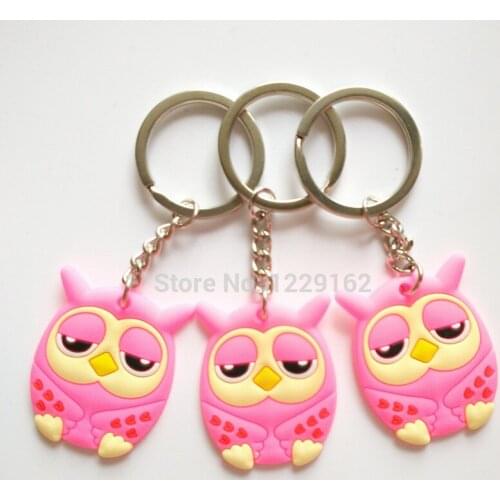 Free shipping 3pcs/lot PVC Cartoon Owl Party Favor Creative Gift Ring Key Holder Souvenirs/party gift/kids gift