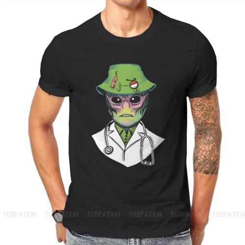 Green Essential Newest TShirts Resident Alien Men Style Pure Cotton Streetwear T Shirt O Neck Oversized