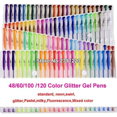 24/48/100/120 Colors Highlighter Pen Gel Pens For Art Drawing For Glitter Neon For metalline Color for School Children Gifts