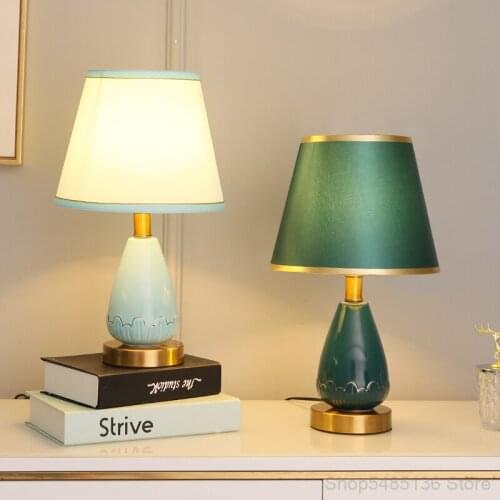 American Ceramic Table Lamp Home Deco Bedroom Bedside Study Living Room Decoration Desk Lamp Restaurant Bar Table Light Fixtures