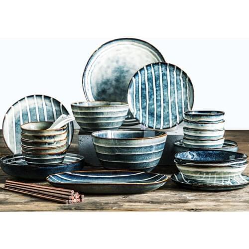 ANTOWALL Ceramic Dinnerware Korean Dish Plate rice Salad Bowl Deep Plate Flat Disc Home Ins Chinese Nordic Tableware Set