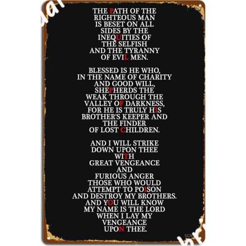 Pulp Fiction Ezekiel 25:17 Metal Signs Cinema Kitchen Living Room Funny Wall Decor Tin sign Posters