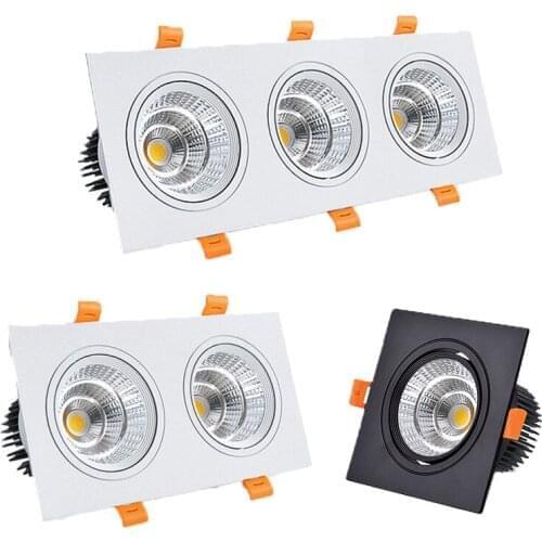 Square Dimmable led downlight lamp 7W 9W 12W 15W 18W cob led spot 220V / 110V ceiling recessed downlights square led panel light