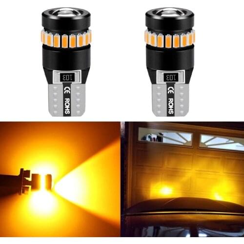 2pcs T10 W5W 194 2825 168 175 921 LED Light Bulb Canbus License Plate Lamp Position Lights Interior light Amber/Yellow 10V-30V