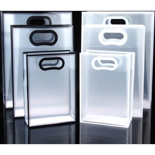 Frosted Translucent Shopping Bag With Handle Thicken PVC Plastic Gift Waterproof Packaging Pouch Travel Portable Storage Pocket