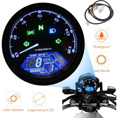 Mayitr 1pc Motorcycle Universal 12000rpm LCD Digital Speedometer Tachometer Odometer Accessories Parts