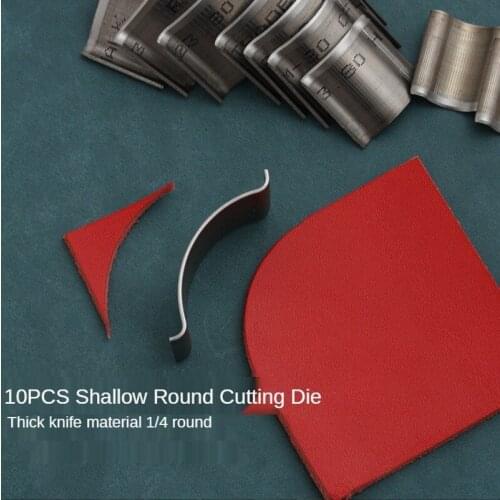 Shallow Round Leather Cutter 1/4 Circle Cutting Die Belt Notebook Wallet Corner Puncher DIY Punching Tool R5-R40 10pcs Set
