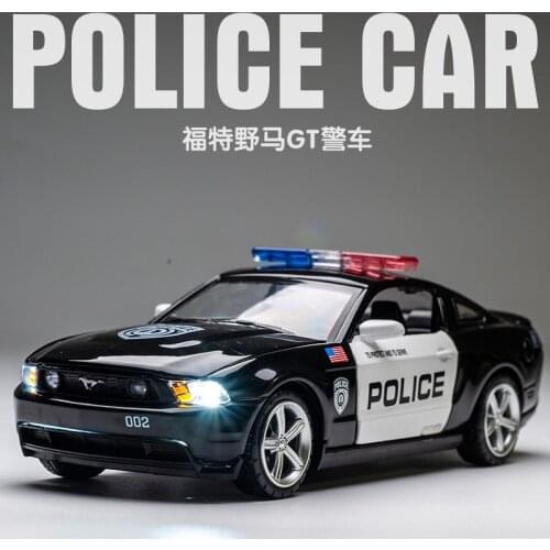 Ford Mustang GT police car alloy car model return police car car simulation children toy car classic boys like GT350