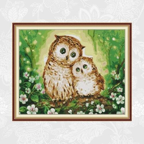 Two owls Cross Stitch kits Embroidery Set,Count Print on Canvas Cross-stitch 14CT 11CT Needlework,Handmade Crafts Home Decor