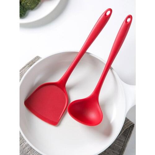 Silicone Kitchen Tools Set Cooking Tools Utensils Set Spatula Shovel Soup Spoon with Wooden Handle Special Heat-resistant Design