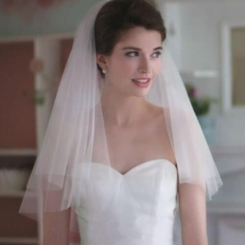 Fancy Newly Designed 2T White/Ivory Cut Edge Bridal Wedding Veils Prom Short Veils With Comb