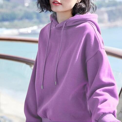 2021 New Hoodies Womens Hooded Simple All-match Leisure Oversized hoodie Style Warm Kawaii Womens Loose Female Sweatshirts Red