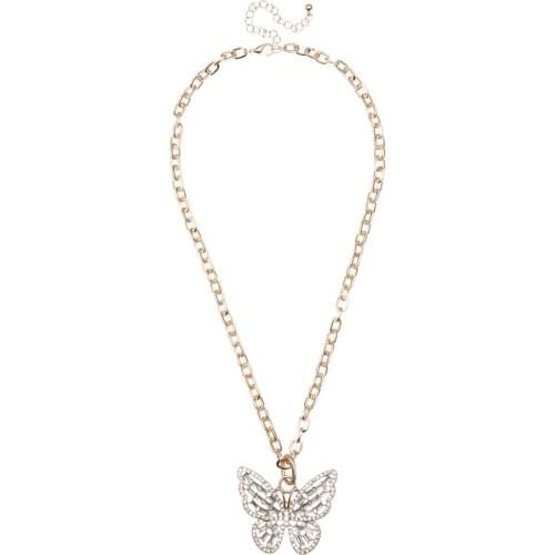 MITTO NEW DESIGNED HOT FASHION WOMEN JEWELRIES GOLD PLATED PAVED BUTTERFLY DROP CHAIN NECKLACE