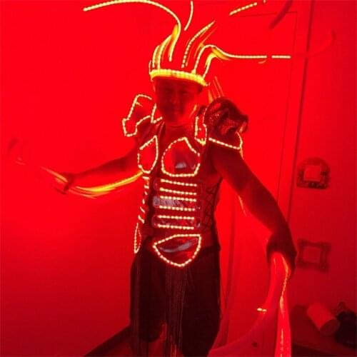 Novelty Led Luminous Clothing Illuminate Headwear Dress Flashing Growing Led Costume Suit For Stage Show Event Party Supplies