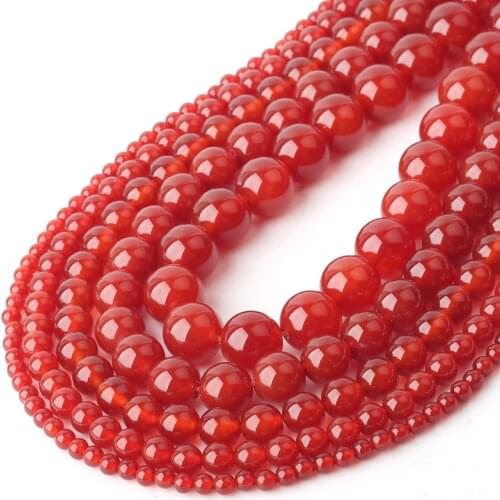 Wholesale Solid Red Onyx Carnelian Agates Round Gem Stone Beads 15" Strand 4 6 8 10 12MM Pick Size For Jewelry Making