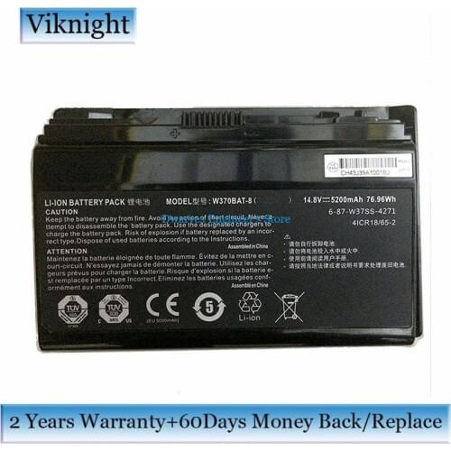 Genuine W370BAT-8 laptop Battery For Clevo P177SM-A W350ET W350ETQ W350ST W370 W370BAT-8 Battery 6-87-W370S-4271 5200mAh 76.96Wh