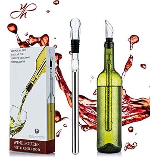 Wine Chiller Sticks Set Premium 3-in-1 Stainless Steel Wine Bottle Cooler Stick Chiller, Aerator Pourer Stick Gift for Mens