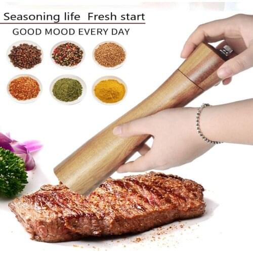 Manual Solid Wood Pepper Mill Manual Salt And Pepper Grinder With Ceramic Grinding Spice Seasonings BBQ Salt Pepper Mill Kitchen