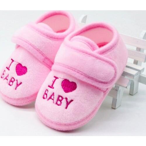 I Love Baby Newborn Girl Boy Shoes Soft Sole Anti-slip Shoes Comfortable Cotton Toddler Footwear Crib Shoes Baby First Walk