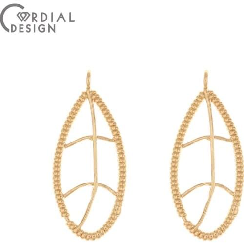 Cordial Design 50Pcs 14*32M Earrings Accessories/Charms/Leaf Shape/Copper/DIY Pendant/Jewelry Findings & Components/Hand Made