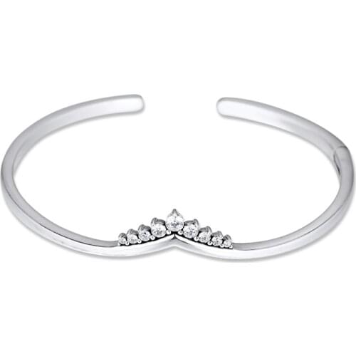 Silver Bracelets Tiara Wishbone Open Bangle For Jewelry Making Sterling Silver Jewelry For Woman DIY Fashion Bracelets