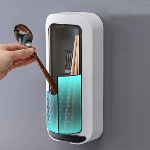 JOYLIVE Wall Mounted Chopsticks Rack Drain Chopstick Cage Household Tableware Holder Kitchen Spoon Storage Rack Drain Storage