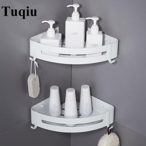 Nail Free Light Space Aluminum Bathroom Shelves White Wall Mounted Bathroom Shelf Bathroom Storage Rack Easy to Install