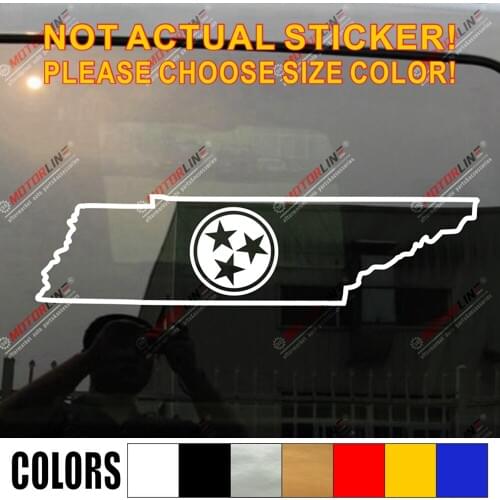 Tennessee Map 3 Stars Decal Sticker US State Car Vinyl pick size color no bkgrd