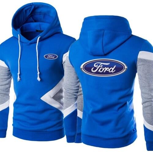 New Spring Autumn Fashion Ford Logo Hoodies Patchwork Men Pullover Sweatshirts Casual Cotton Hoody 5 Colors