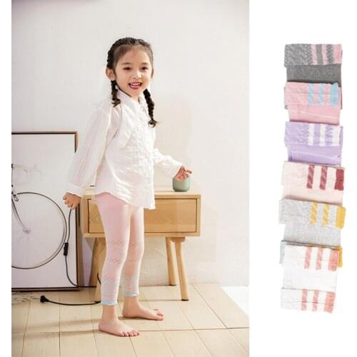 Rainbow Stripe Thin Summer Socks Girl Breathable Mesh Kids Pants Soft Elastic Toddler Baby Clothes