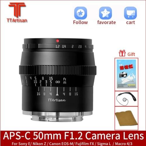 TTartisan 50mm F/1.2 large aperture Lens For Sony E Fuji X Micro 4/3 M43 Canon EOS-M Nikon Z Leica L Mount Camera Photography