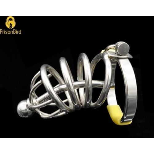 Penis Exercise Stainless Steel Male Chastity Device with Catheter,Cock Cage,Virginity Lock,Penis Ring,Penis Lock,Cock Ring A008