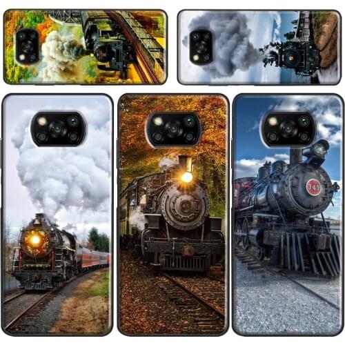 Vintage Steam Train Railway Case For Xiaomi Redmi Note 7 8 9 Pro A 8T 9S 9C K30 Mi 10 Ultra Note 10 Lite POCO X3 F2