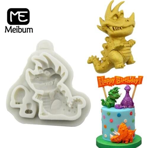 Jurassic Triceratops Silicone Fondant Cake Mold Birthday Party Dinosaur Pastes Sugar Craft Decorating Mould Baking Tools