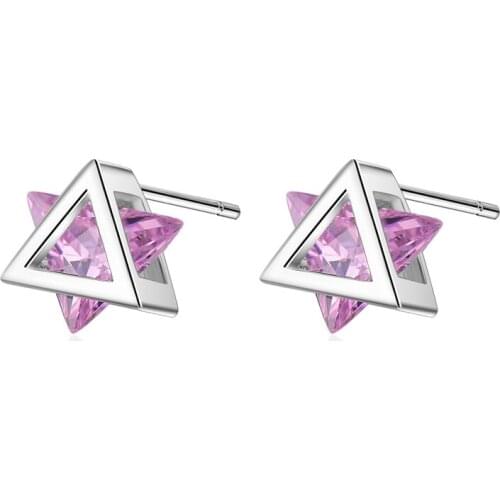 Everoyal Cute Zircon Pink Star Stud Earrings For Women Accessories Fashion Silver Plated Earrings Female Princess Jewelry