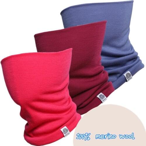 2021 Winter Unisex 100% Merino Wool Neck Gaiter 2-Layer Men Women Merino Wool Scarf Ring Warm Soft Thermal Anti-Odor Moisture