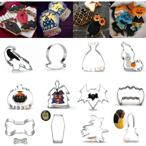 1pcs patisserie reposteria Bakeware Halloween bat witch series Metal Cookie Cutter Fondant Cake Decor Tool Biscuit Pastry Mould