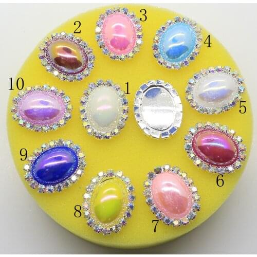 10pcs/lot Supply Oval AB Rhinestone buttons/ Invitation ribbon wedding Decoraion buckles/ DIY Ornament accessories