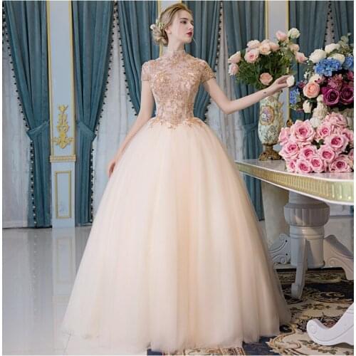100%real major beading champagne collar ball gown medieval dress Renaissance gown Sissi princess VictorianBelle Ball