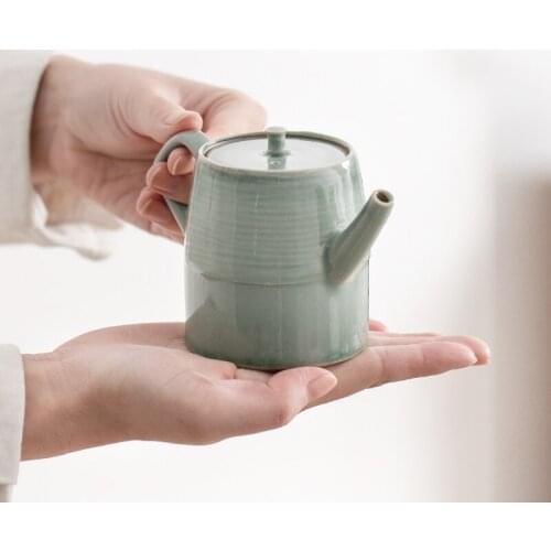 175ml Green Ceramic Teapot Tea Kettle Chinese Tea Pot Teaware Customized Gifts Drinkware Set