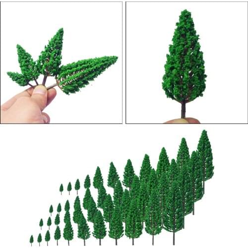 44 Pieces Mixed Model Tree Train Trees Railroad Scenery Diorama Scenery Green Trees