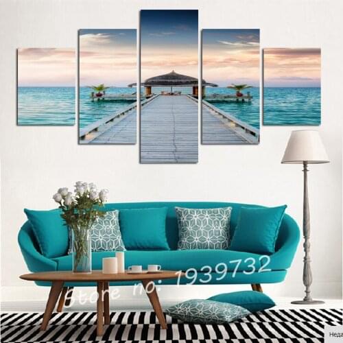 5 Panel Wall Art Maritime building landscapes Canvas Painting Cuadros Decoracion Pictures For Living Room Prints Unframed F1717