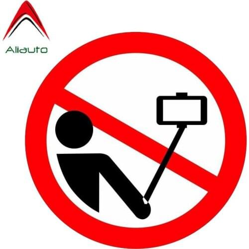 Aliauto Funny Car Sticker Reflective No Selfie Sticks Accessories PVC Decal for Mercedes Honda Toyota Volkswagen,13cm*13cm