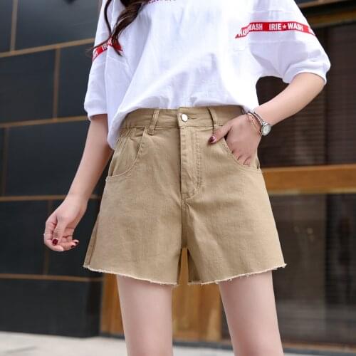 Free Shipping New 2020 Summer Womens Mid Waist Jeans Shorts Girls Fashion Frayed Denim Shorts 3 Colors Plus Size 26-40