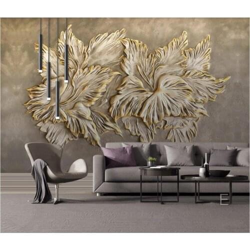 XUESU Customized large wallpaper mural wall cloth rich gold 3D three-dimensional flower blooming rich flower background wall